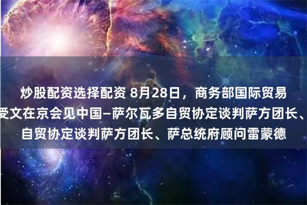 炒股配资选择配资 8月28日，商务部国际贸易谈判代表兼副部长王受文在京会见中国—萨尔瓦多自贸协定谈判萨方团长、萨总统府顾问雷蒙德